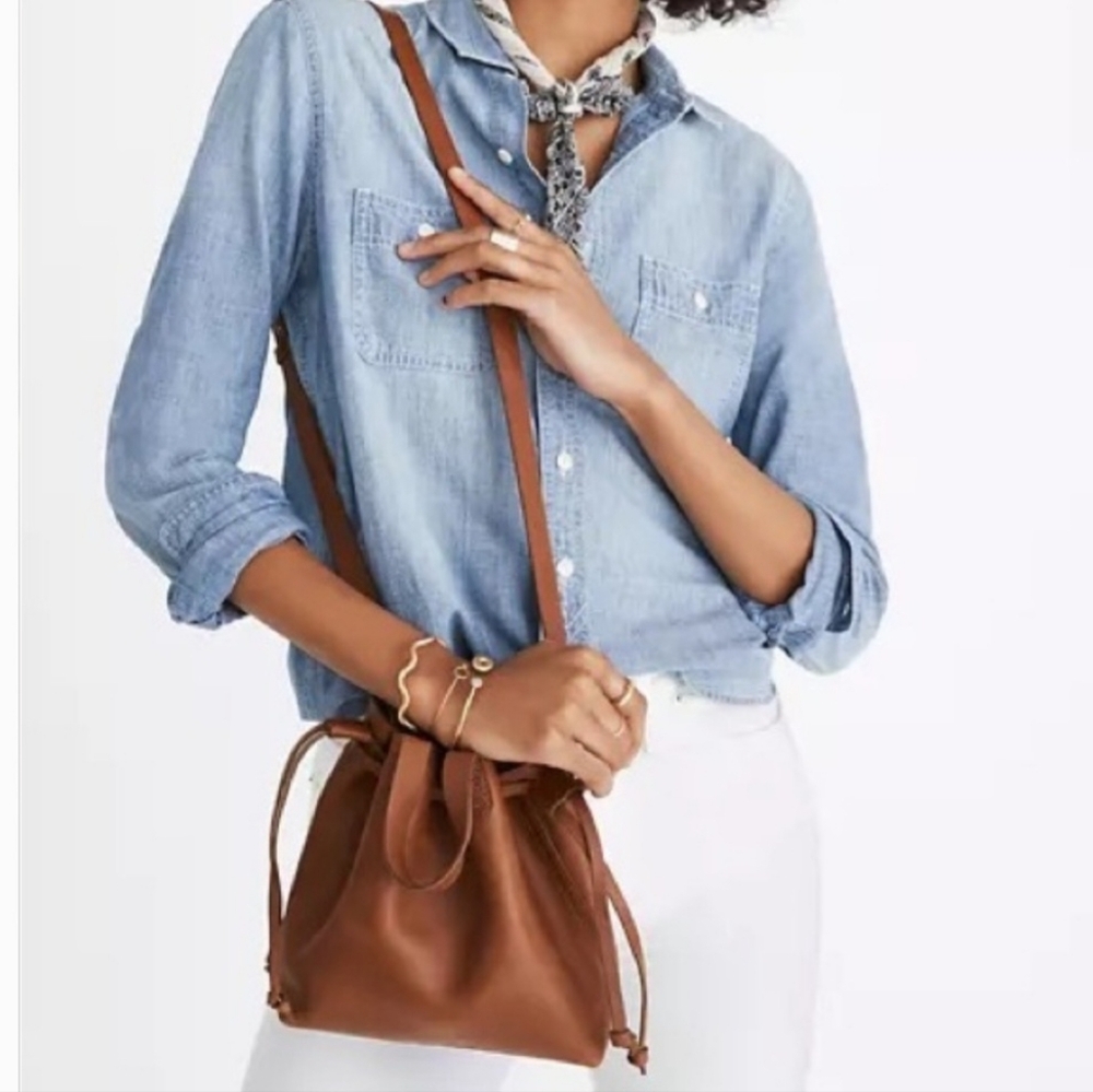 Madewell Brown Leather Bucket Bag - Picture 14 of 14